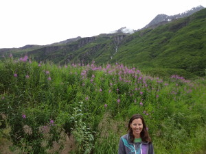 Kenai Fjords - Mom on the Harding Icefield Trail 2