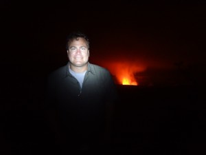 Hawai'i Volcanoes - Dad with the Halema'uma'u Crater Glow