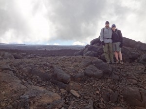 Dad and Winston Hiking one Mauna Lao